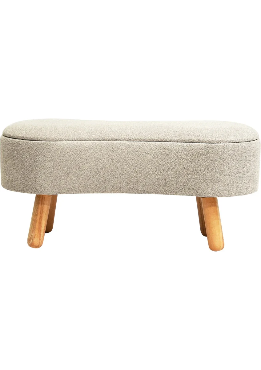 Scala Sandıklı Bohem Ahşap Ayaklı Puf/Bench, Sütlü Kahve